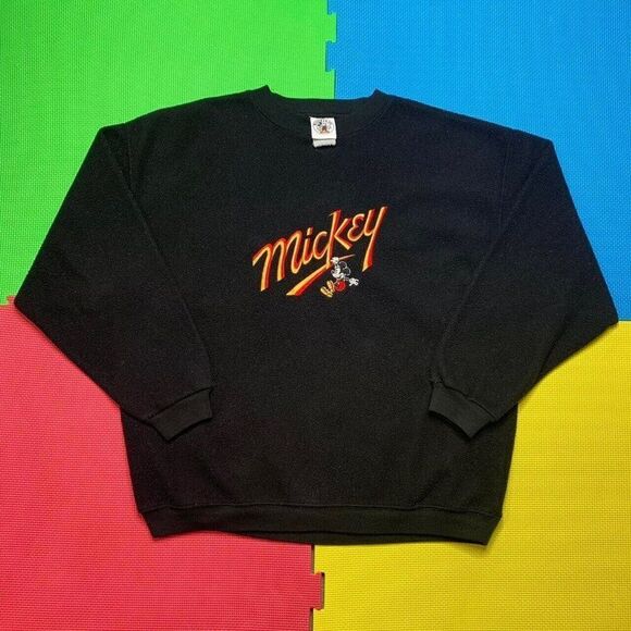 Vintage Mickey Size XL? Long Sleeve Crew Neck Sweatshirt Men's Texture Piling - Picture 1 of 4